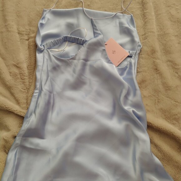 BRAND NEW Hello Molly baby blue satin mini dress size S/ US 4 - Picture 4 of 15
